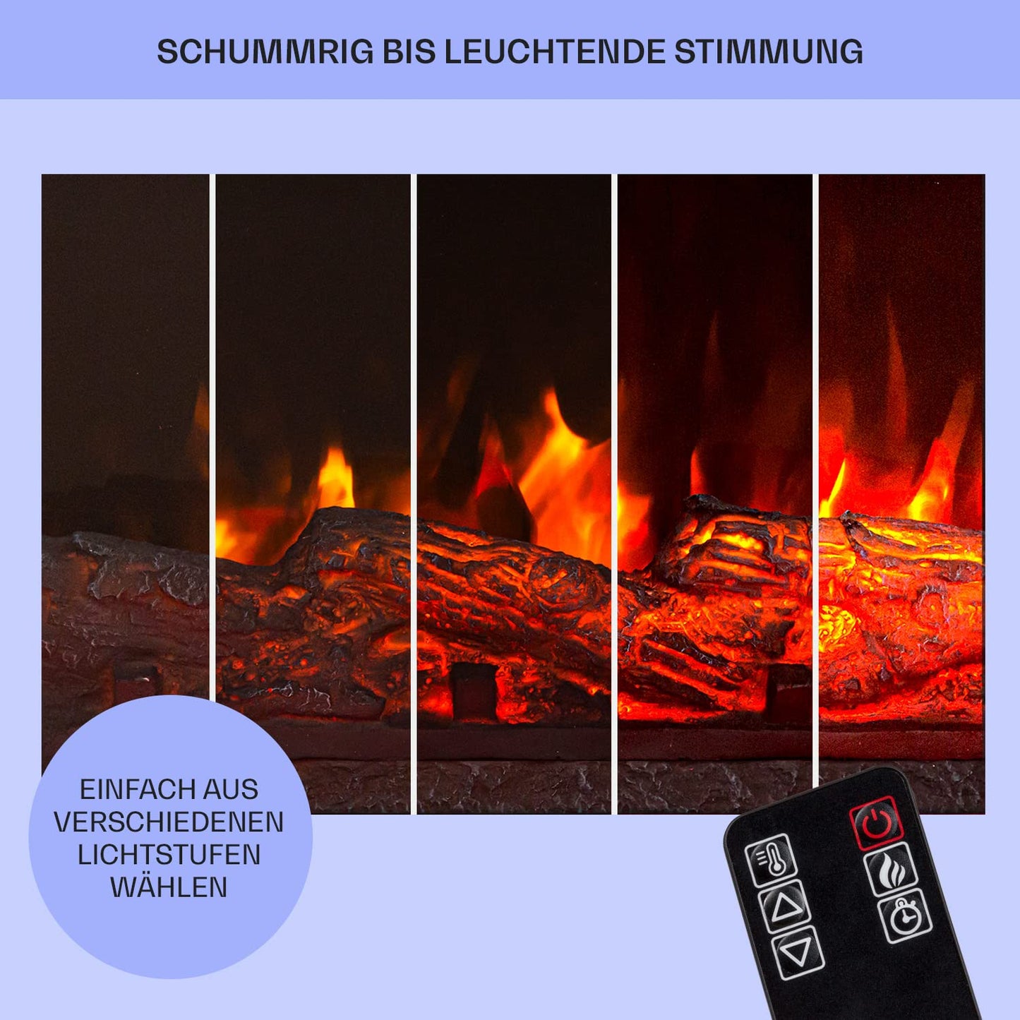 Klarstein decorative fireplace with LED flames, electric fireplace with heating, 2000W electric fireplace, energy-efficient electric fireplace, wall fireplace with remote control & timer, electric fireplaces with MDF housing.