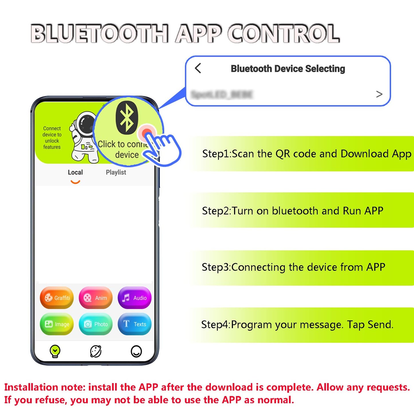 LED Display Board Leadleds 23 x 5 cm Bluetooth Smart App White LED Programmable Scrolling Sign for Car, Shop, Store