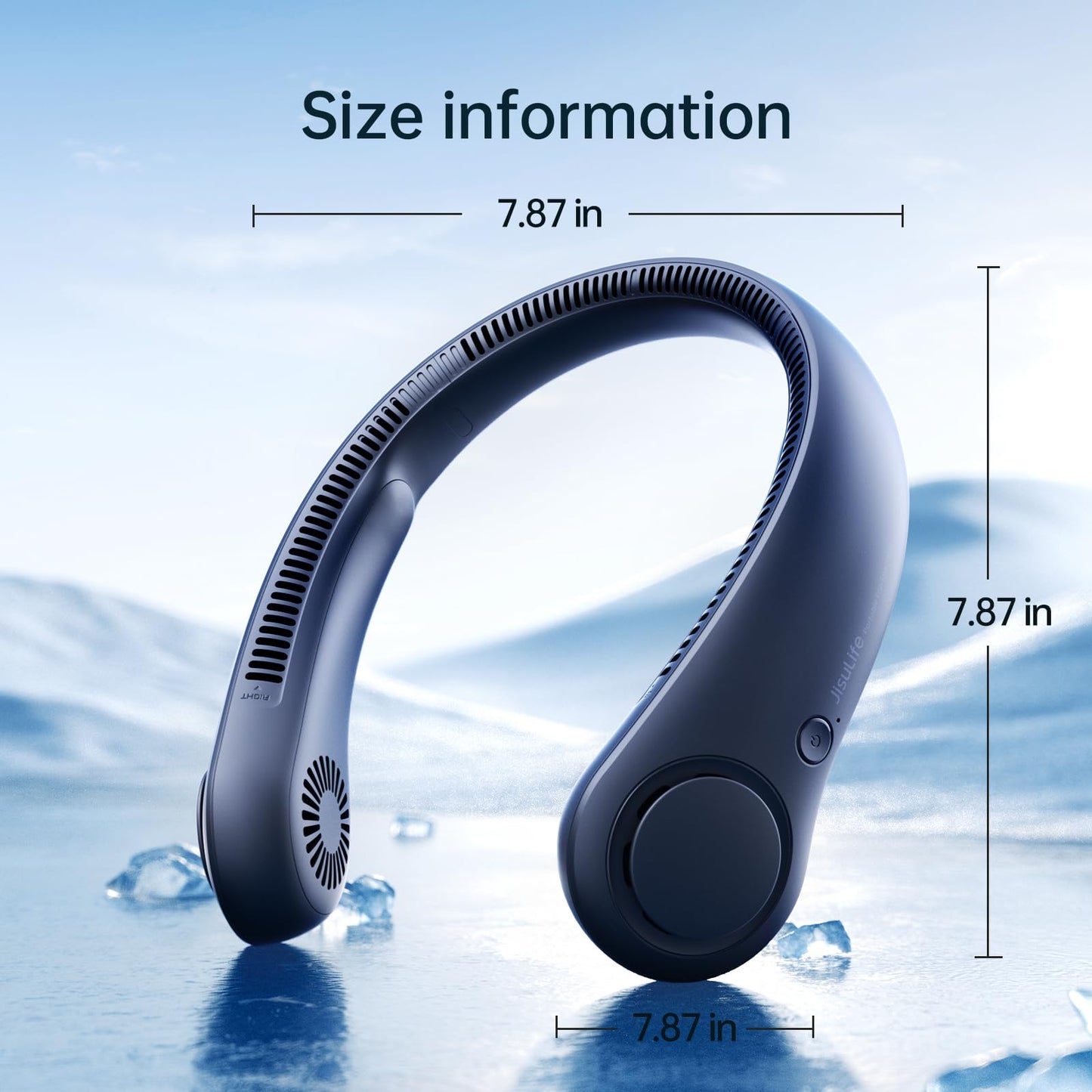 JISULIFE Portable neck fan, bladeless neck fan, 5 speeds, 4000mAh battery operated personal fan, gift for women and men - Dark Blue