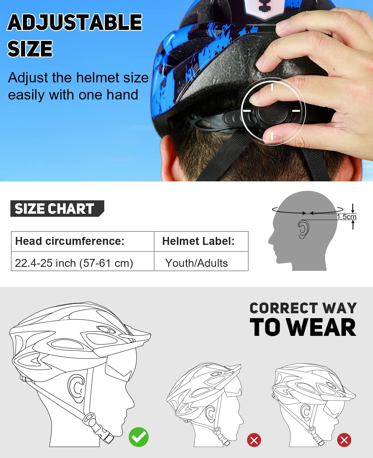 RaMokey Adult Bike Helmet with Light, City Helmet Urban Bike Helmet for Men and Women with Detachable Magnetic Protective Glasses Visor, Bike Helmet with 18 Ventilation Channels 57-62cm.