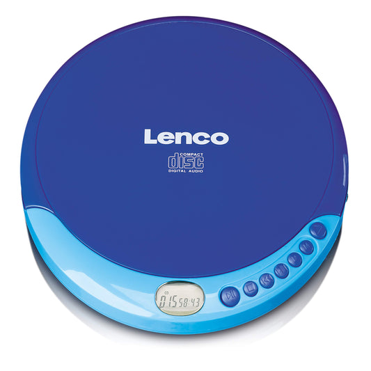 Lenco CD-011 Portable CD Player Walkman - Diskman - CD Walkman - Blue & Philips SHK2000BL/00 Over Ear Kids Headphones, Colored LED Lights, 85dB Volume Limitation, Noise Isolating
