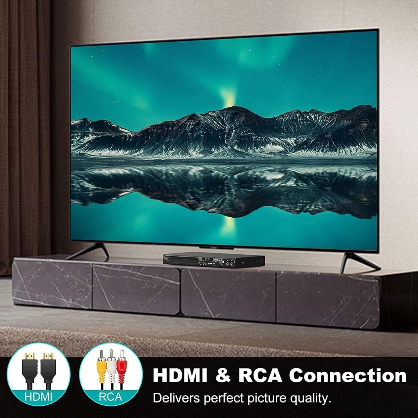 Maite 1080P HD DVD Player for TV - Region Free with dual microphone inputs, USB & HDMI/AV output, metal buttons, and Dolby sound
