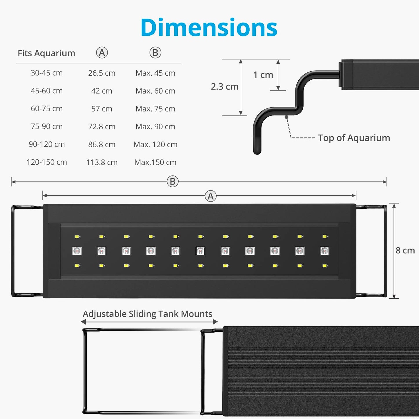 NICREW C10 24/7 LED Aquarium Light for Plants, 88-115 cm, 24W, Full Spectrum Aquarium Lamp with Timer, Adjustable Brightness
