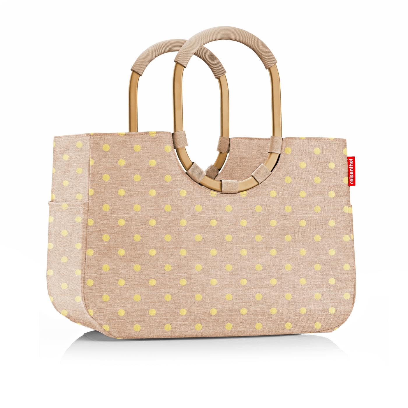 reisenthel loopshopper L frame metallic dots coffee - Stable bag with practical compartments made from recycled PET bottles - Charming and water-repellent design