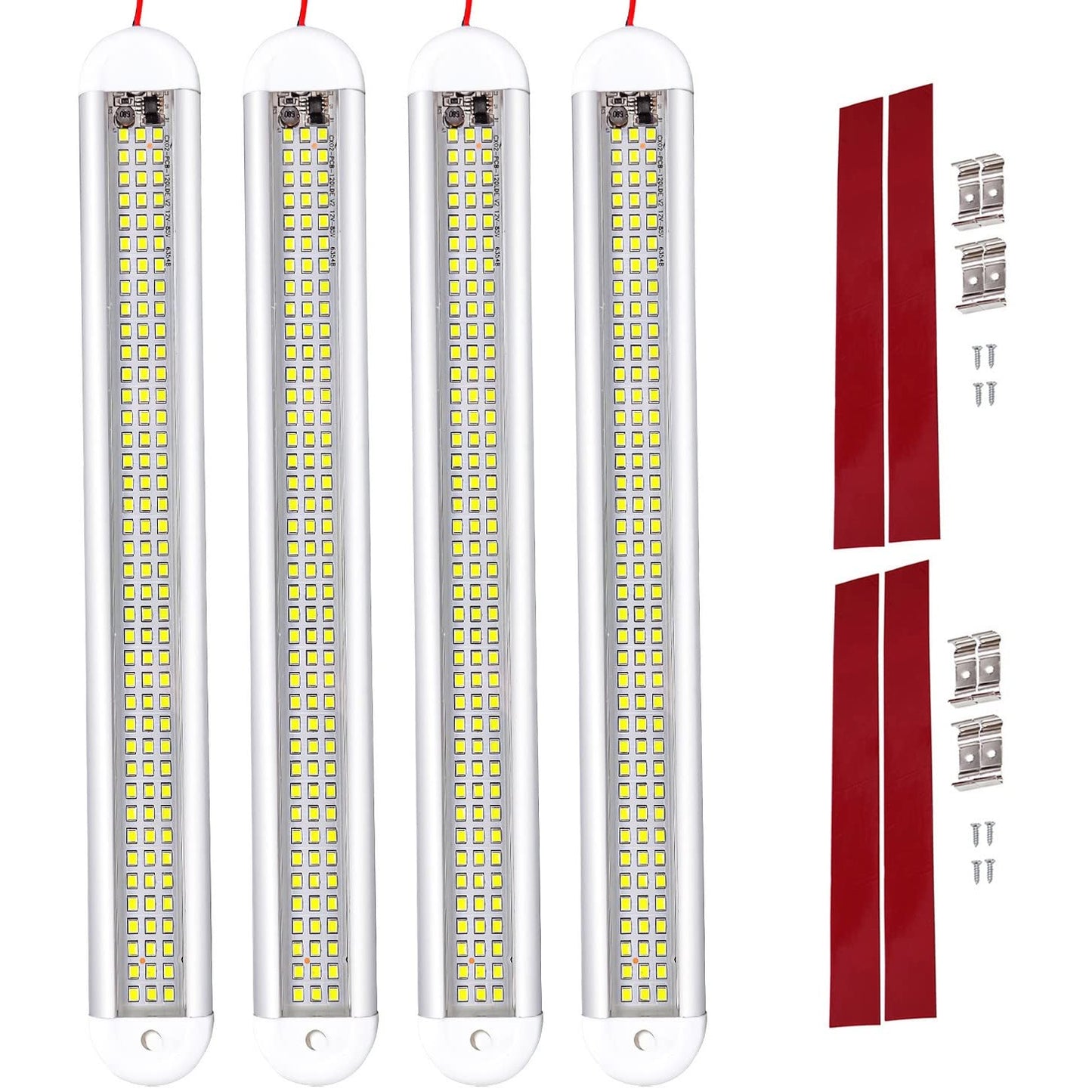 Intckwan (4 Pieces) 120 LED Car Interior Lighting, 12 Volt LED Lamp Camper, 12v LED Strip with Switch and 2 Extension Cables, LED for Car Van Bus Caravan Boat Camper Kitchen Bathroom Bar Truck