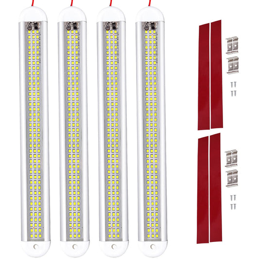 Intckwan (4 Pieces) 120 LED Car Interior Lighting, 12 Volt LED Lamp Camper, 12v LED Strip with Switch and 2 Extension Cables, LED for Car Van Bus Caravan Boat Camper Kitchen Bathroom Bar Truck