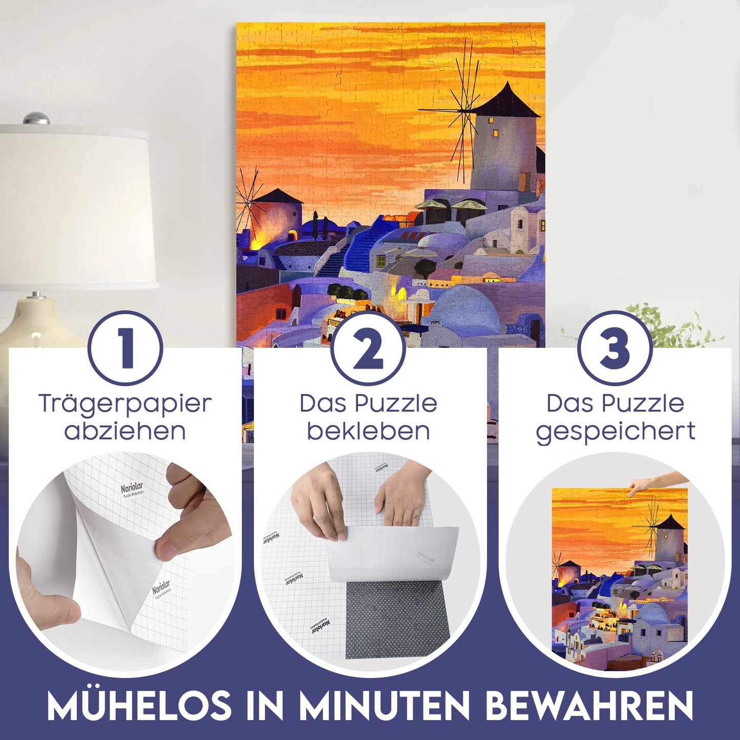 Nariolar Ultra Adhesive Puzzle Sticker, 64 super puzzle adhesive to preserve 8 x 1000 piece puzzles and protect the puzzles in just a few minutes.