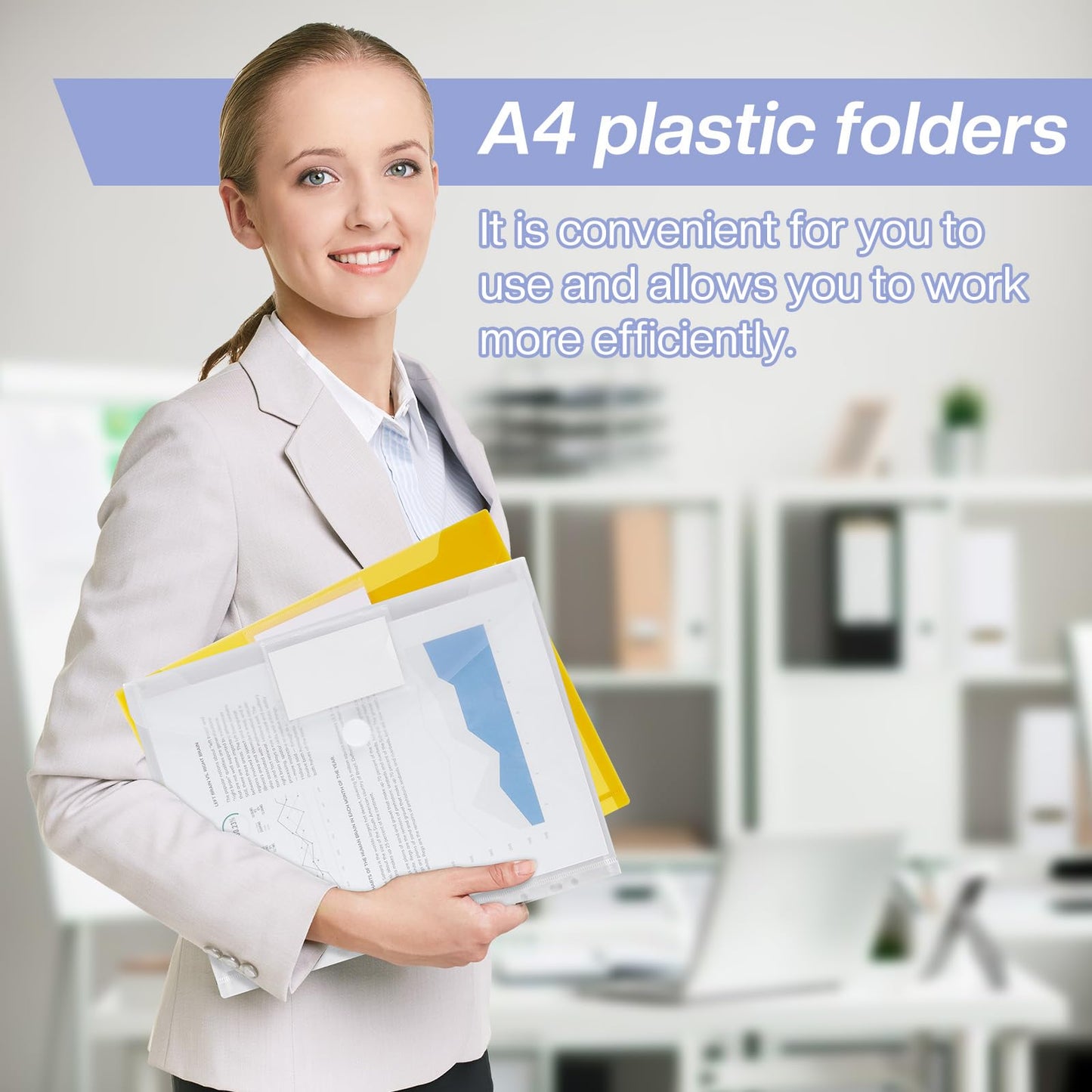 Sosayet A4 Document Bag - 48 Pack A4 Document Folder with 11 hole edge velcro closure and label pocket - Waterproof collecting folders for organizing documents (6 colors)