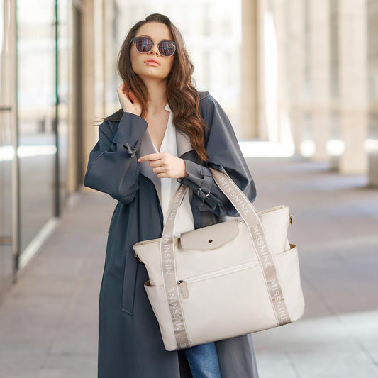 Missnine handbag laptop bag women 15.6-inch laptop tote bag lightweight work bag shopper bag women large capacity computer bag office travel