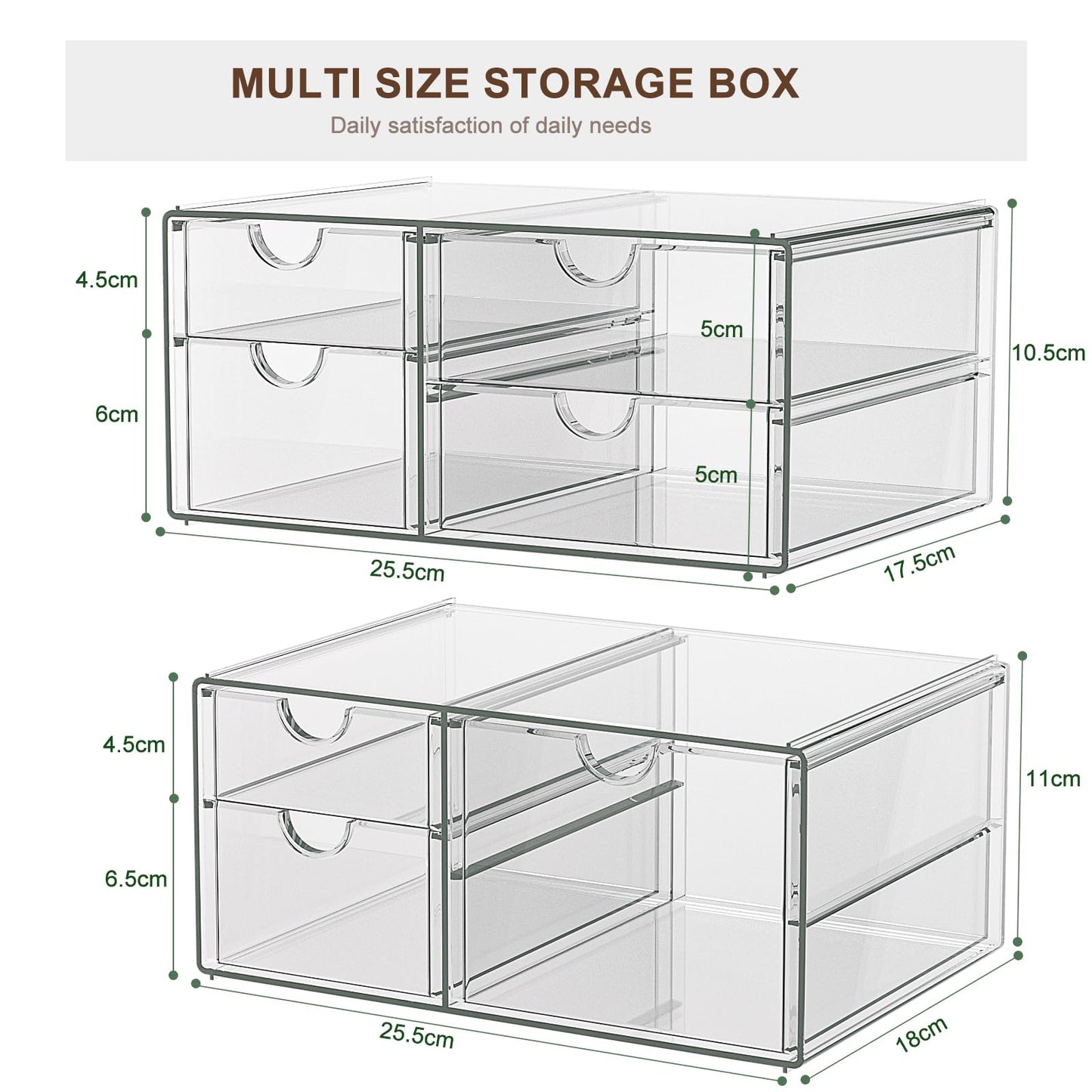 Get the GoMaihe Acrylic Desk Organizer with 7 drawers: 2 pieces drawer box | Clear Vanity Organizer | Makeup Organizer | Office Organizer for office supplies cosmetics jewelry