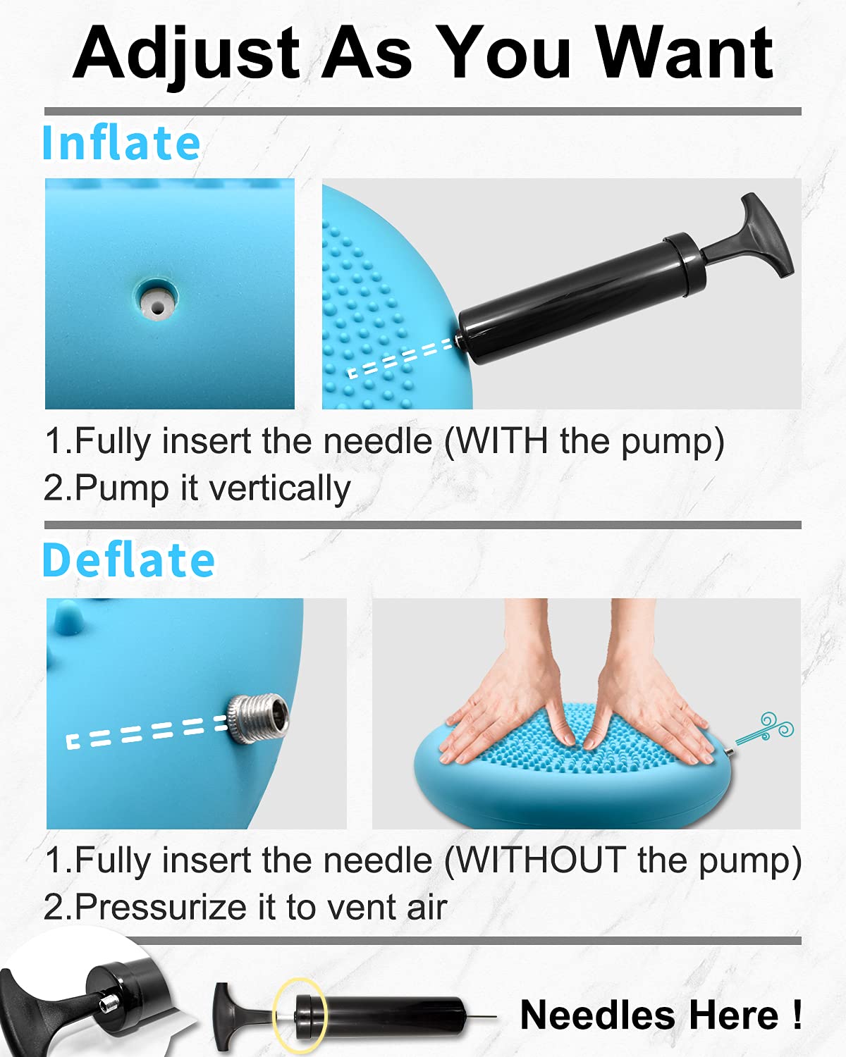 Tumaz Ball Cushion improves posture and increases focus. Air cushion for physical therapy, relieves back pain and strengthens core muscles.