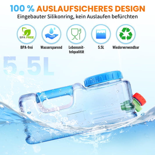 Umikk 5L-22L camping water canister, water container with tap, portable drinking water canister, water tank for camping with handles, BPA-free water canister, for outdoor travel home drinking water storage bucket