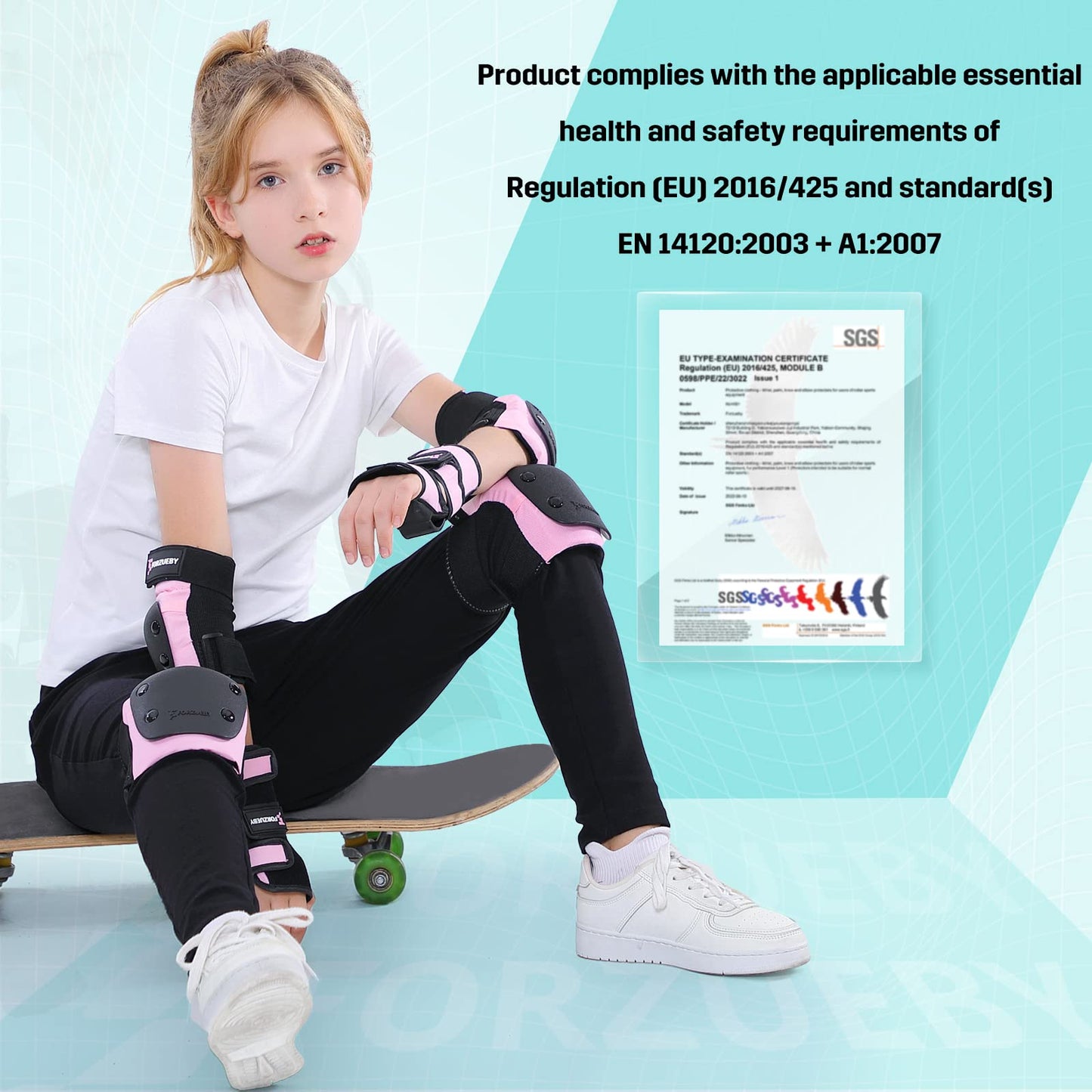 Forzueby knee pads, elbow pads, and wrist guards for adults & kids - 6 in 1 protective gear set for inline skating, skateboarding, scooter riding, BMX, etc.