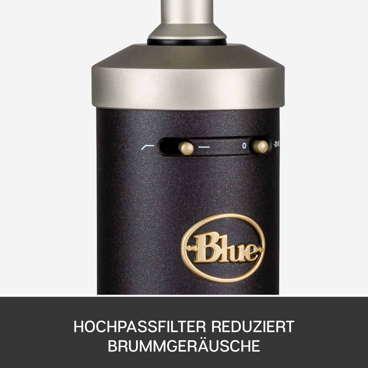 Blue Baby Bottle SL XLR condenser microphone for recording and streaming, with large diaphragm capsule, wooden storage box, and shock mount - Black
