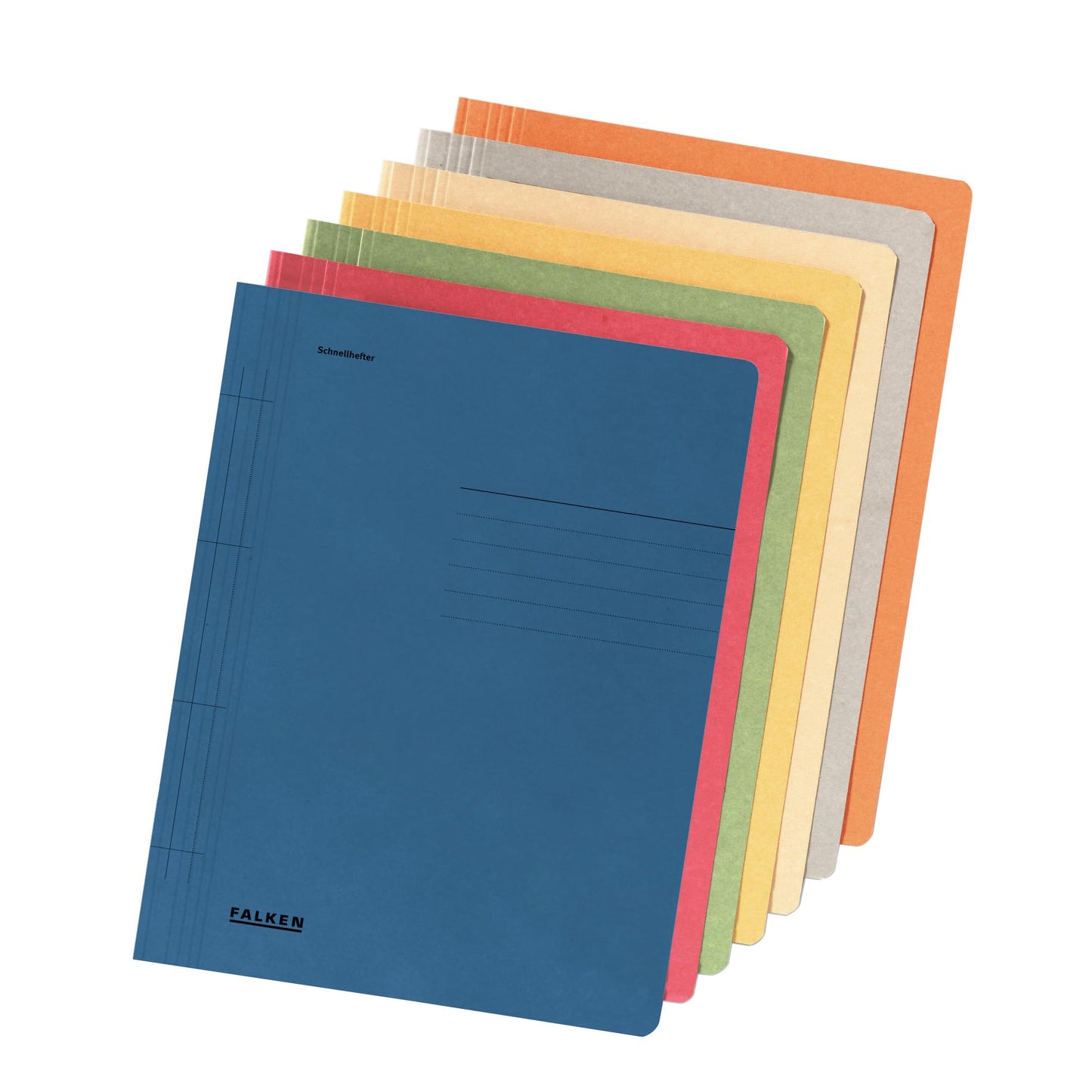 Original Falcon 100-pack recycled fasteners size A4 grey. Made in Germany with Blue Angel certification. Ideal for school and university use.