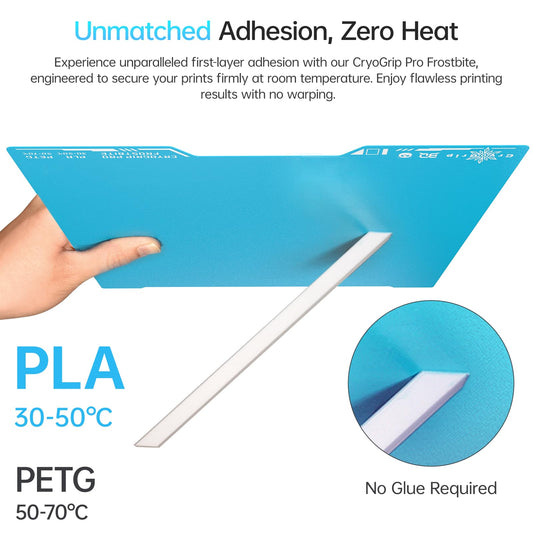 BIQU CryoGrip Pro Frostbite Build Plate for Bambu-Lab H2D 3D printer, cold plate room temperature printing, double-sided rough textured spring steel sheet, 355x346mm