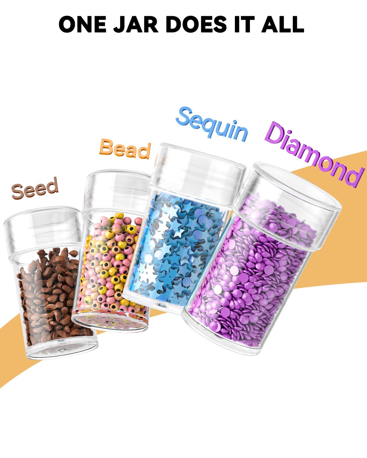ARTDOT 4 Set Diamond Painting Storage Box, Stackable 128 Pieces 5D Diamond Painting Accessories with Funnel Stickers