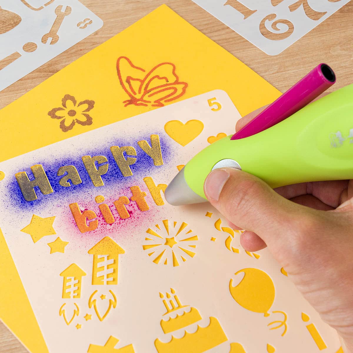 Jolly Airbrush Fun | Spray paint for kids | Non-toxic (Airbrush), 20-piece set, green