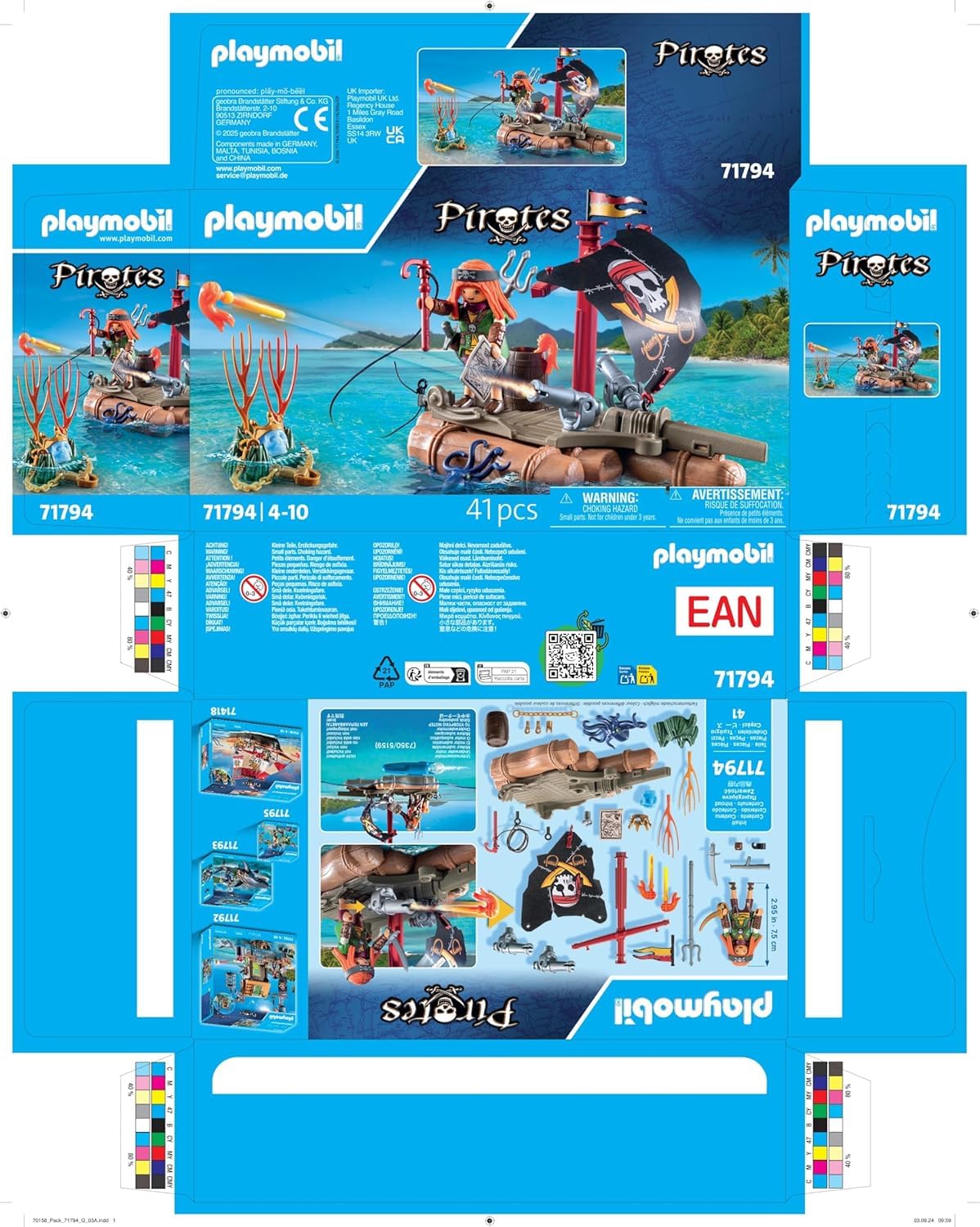PLAYMOBIL | Pirates | Treasure Hunt on Pirate Raft | Pirate toy | Pirate figure | Toy for kids aged 4 and up | 71794