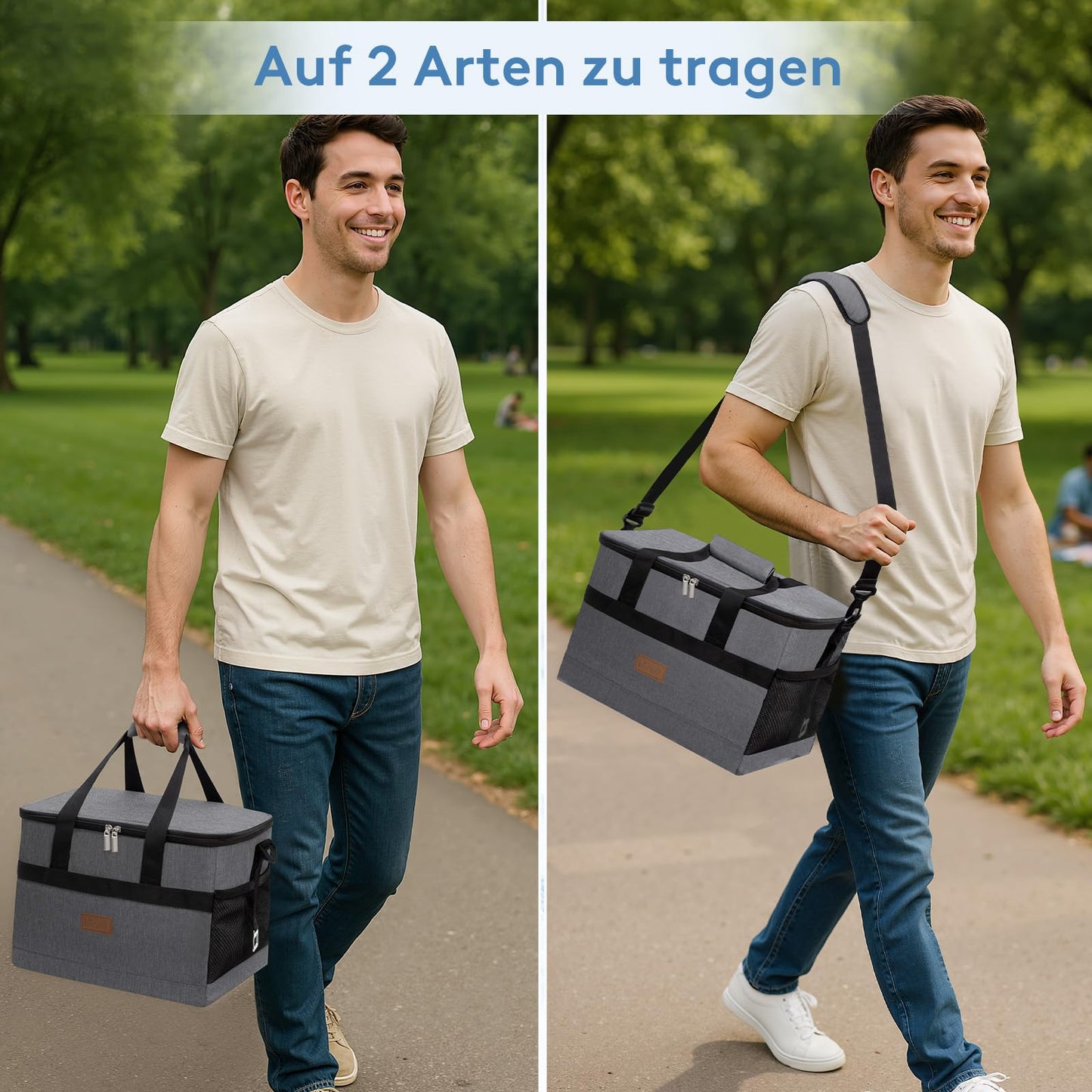 Lifewit 33L Cooler Bag Picnic Bag Lunch Bag Lunch Bag Thermal Bag Insulated Bag for Food Transport, Gray