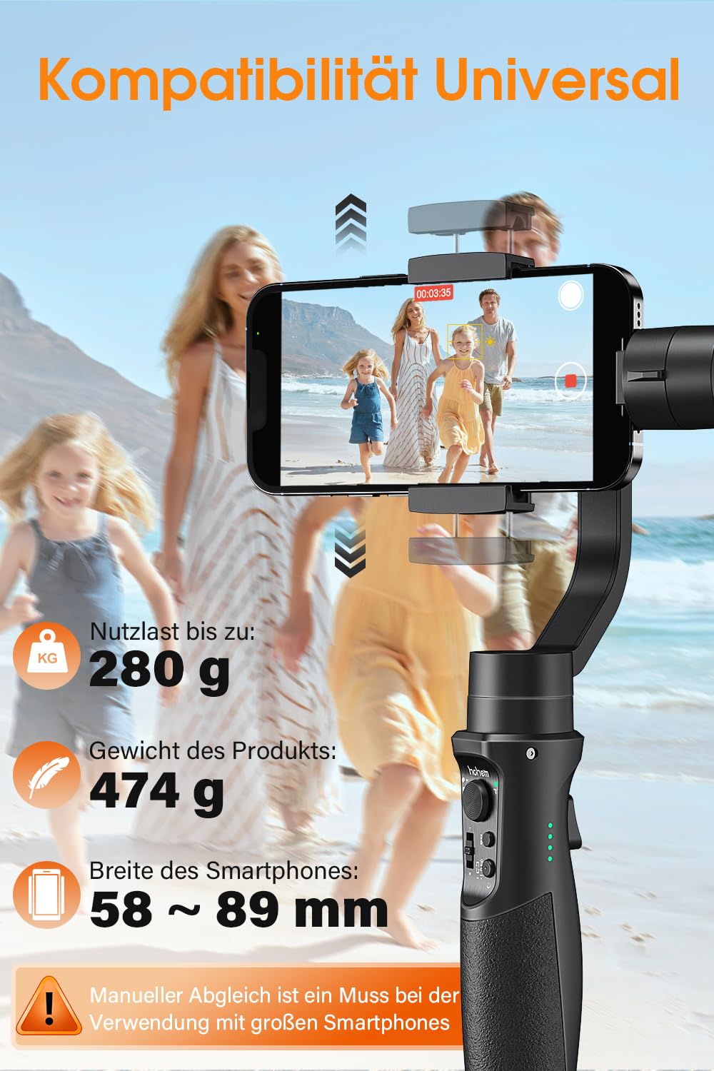 High smartphone gimbal stabilizer - stabilizer iSteady Mobile Plus 3-axis for video shooting with face/object tracking, 600° auto rotation, mobile gimbal for Android iPhone 15, 14, 13 PRO