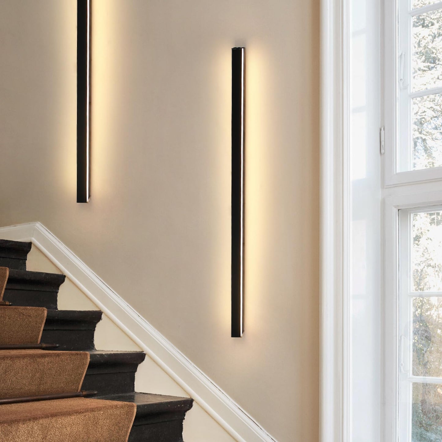 ZMH Wall Lamp LED Wall Light Indoor - Modern 100CM 34W Hallway Up Down Warm White Flush-mounted Living Room Lamp Black Bedside Lamp Wall Lighting for Staircase Living Room Children's Room Bedroom