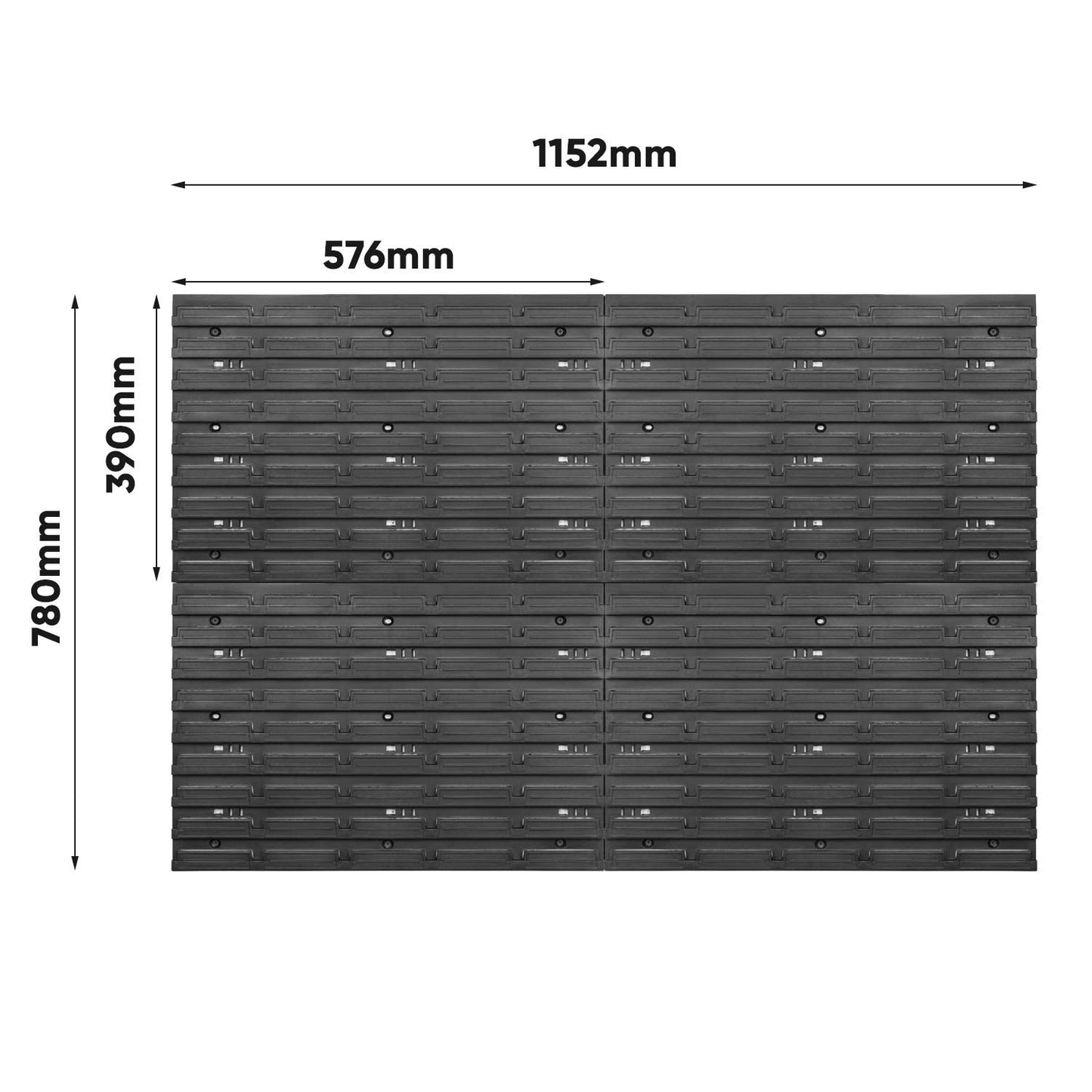 Tool wall storage system - 1152 x 780 mm pegboard with tool holders - Set 55 accessories tool pegboard workshop shelf