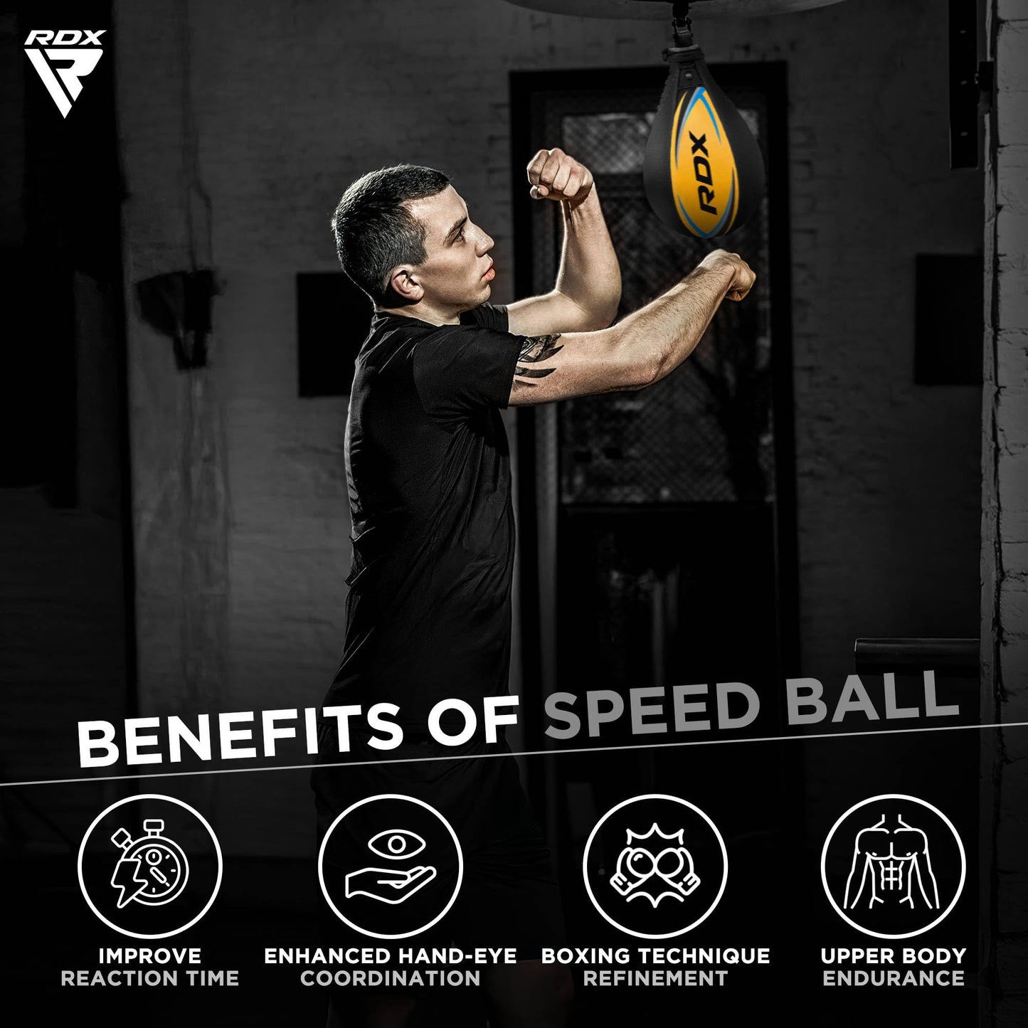 RDX Speed Bag Adult Leather Set, Speedball Hanging with Bracket, Professional Punching Ball Boxing Speed Bag, Speed Ball Boxing Training Equipment.