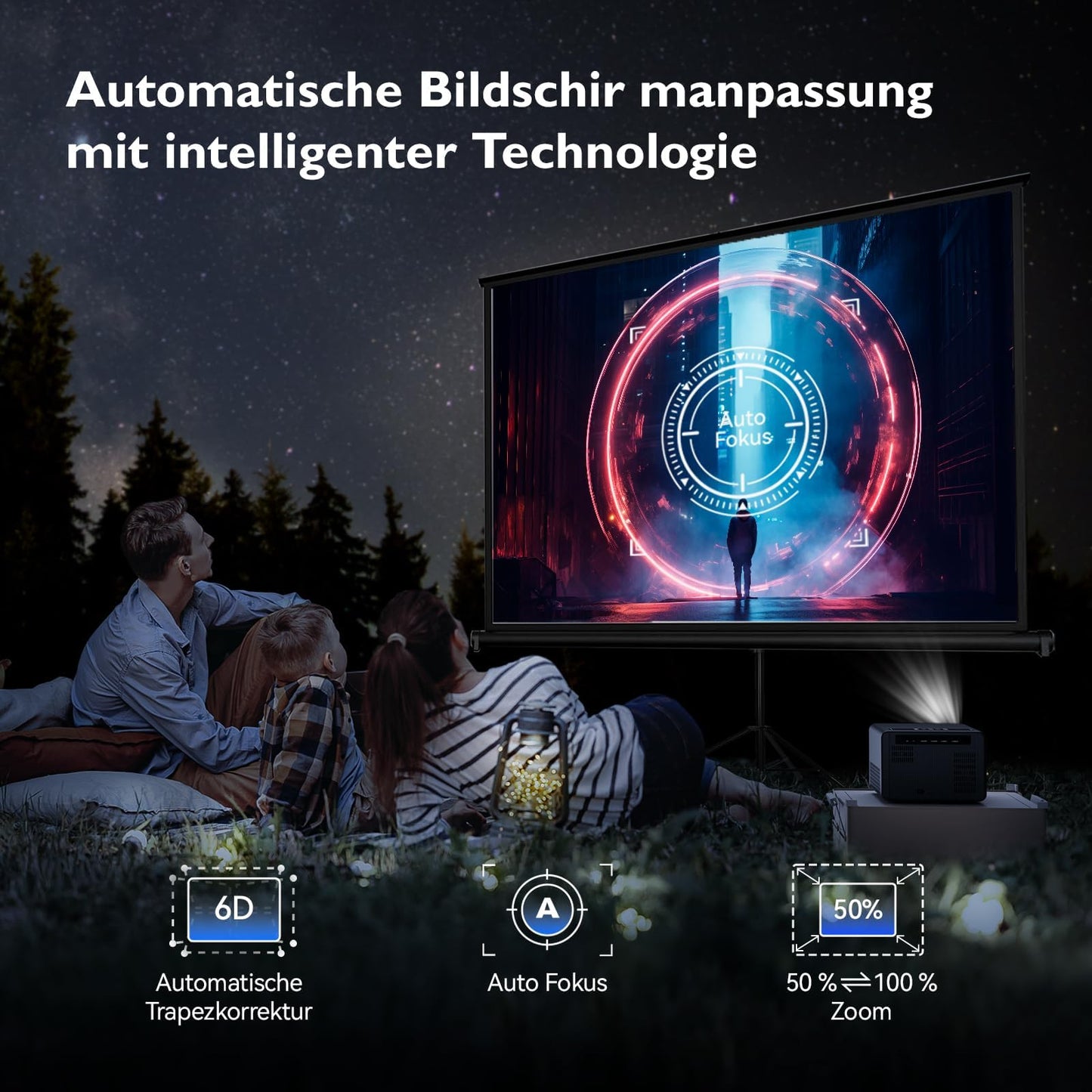 4K projector with Netflix, 1000 ANSI lumens projector auto focus/keystone correction daylight projector WiFi 6 Bluetooth, 1080P Full HD projector home theater Prime Video