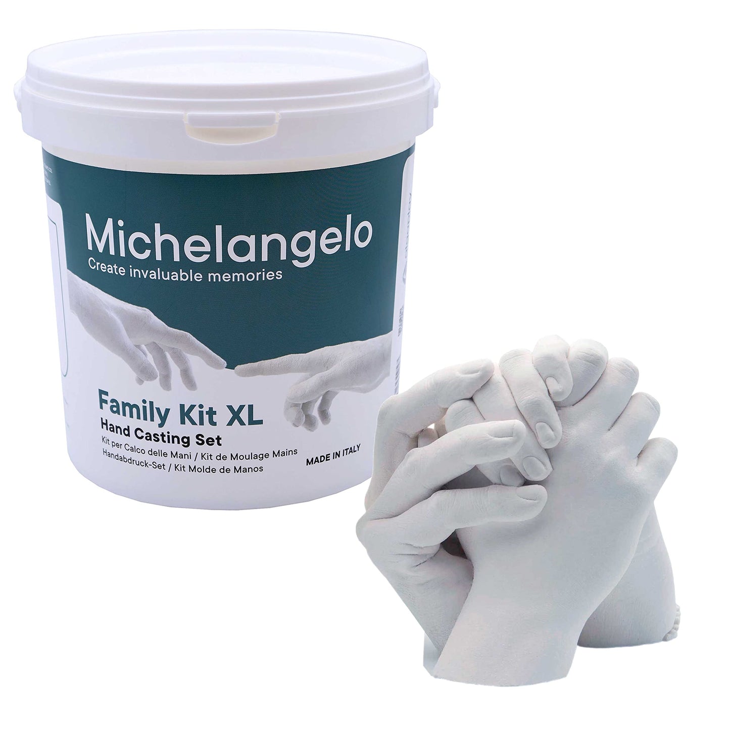 Algaplay Michelangelo KIT 3D handprint set for couples - plaster handprints - partner and couple gifts for women and men as wedding anniversary, anniversary gift for her and him (Family KIT)