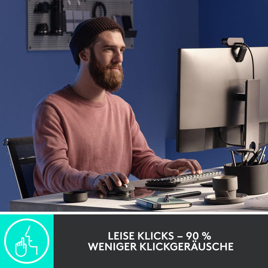 Logitech MX Master 3S - wireless performance mouse with ultra-fast scrolling, ergonomic design, 8K DPI, glass tracking, quiet clicks, USB-C, Bluetooth, compatible with Windows, Linux, Chrome - Dark Grey, 1-pack