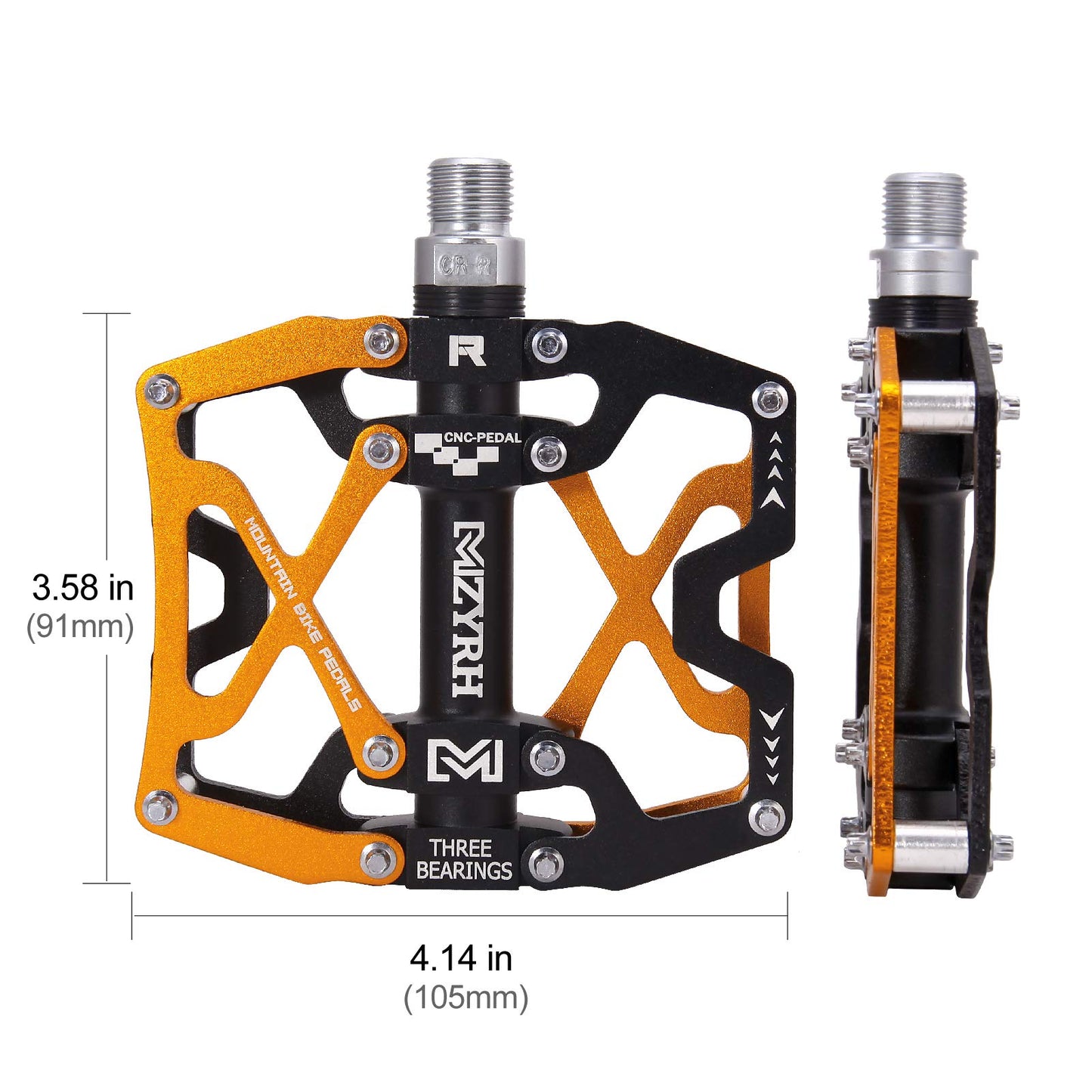 MZYRH mountain bike pedals, ultra strong colorful CNC machined aluminum alloy 9/16" spindle seal 3 bearing durable waterproof anti-dust