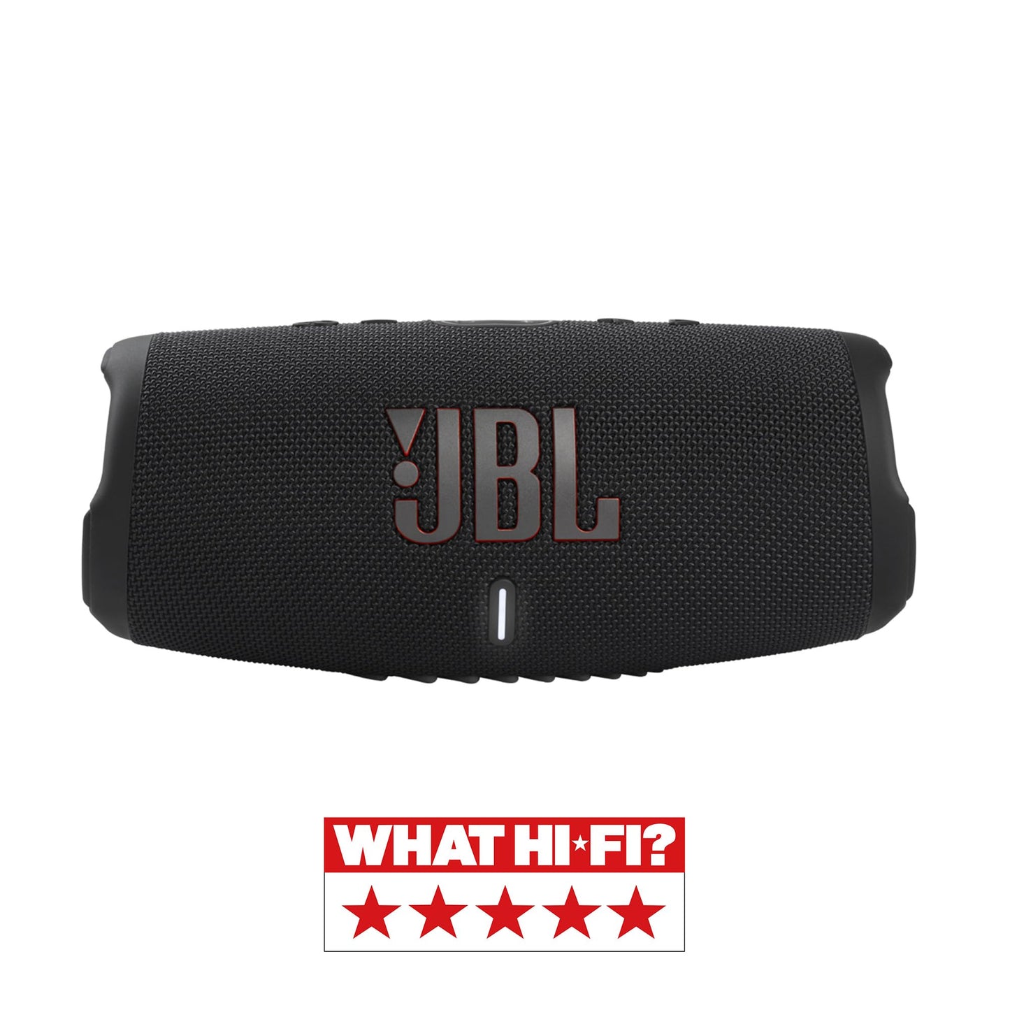 JBL Charge 5 Bluetooth speaker in black - Waterproof, portable boombox with built-in power bank - One charge for up to 20 hours of wireless music enjoyment.
