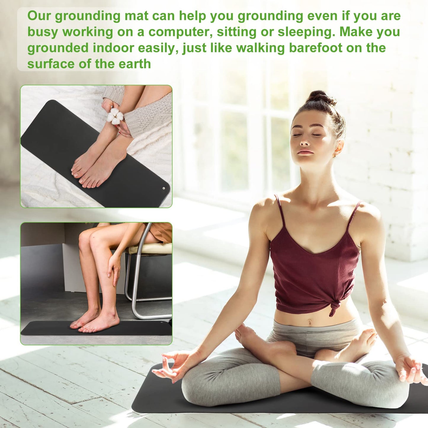 AituoWan Conductive Health Mat, Grounding Cord, universal grounding mat for personal grounding anywhere (26.7 * 9.8 inch)