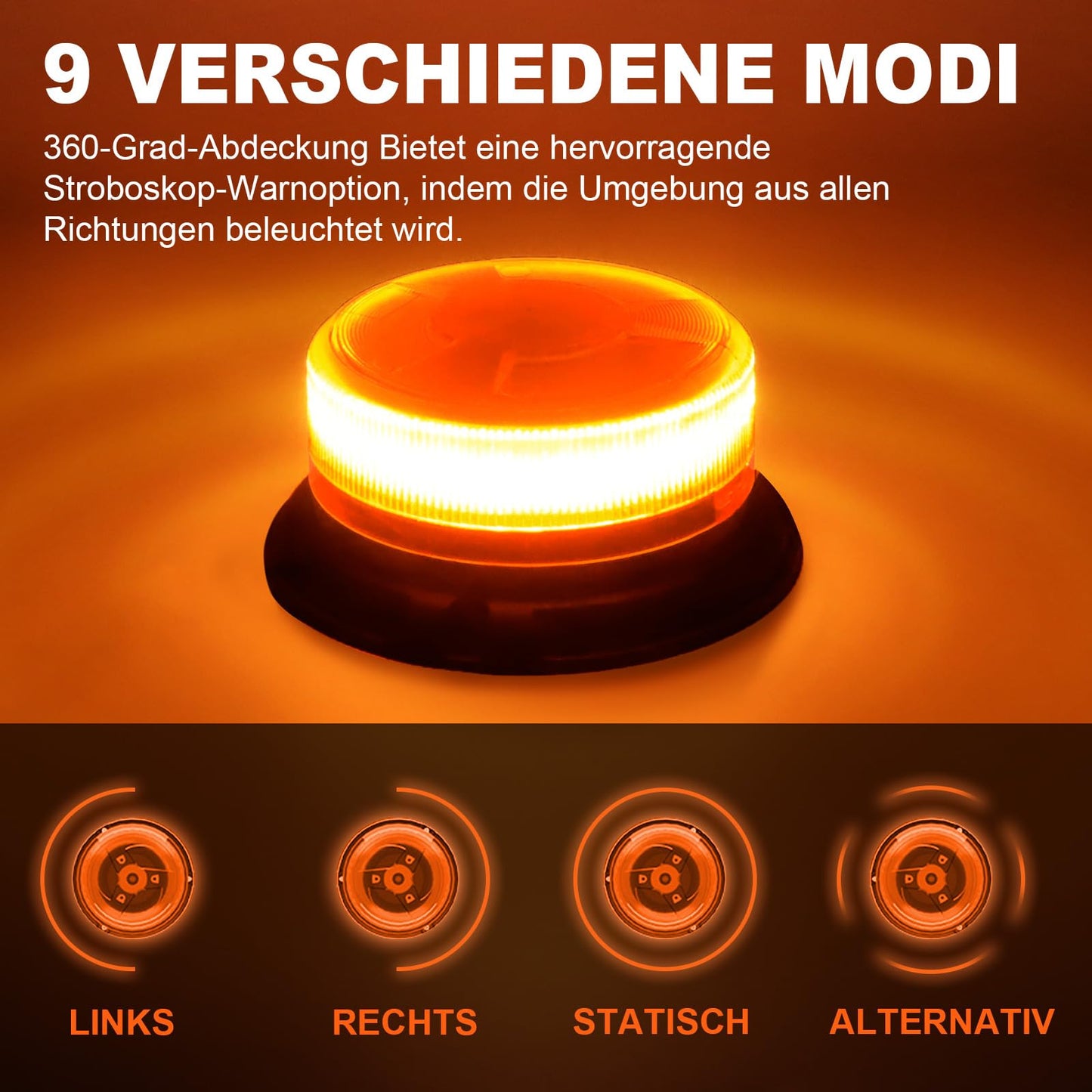 antenna warning light battery With remote control 9 flash patterns 12V 24V Yellow Warning light led magnet with 3 meters cable and USB cable for car truck tractor golf cart SUV