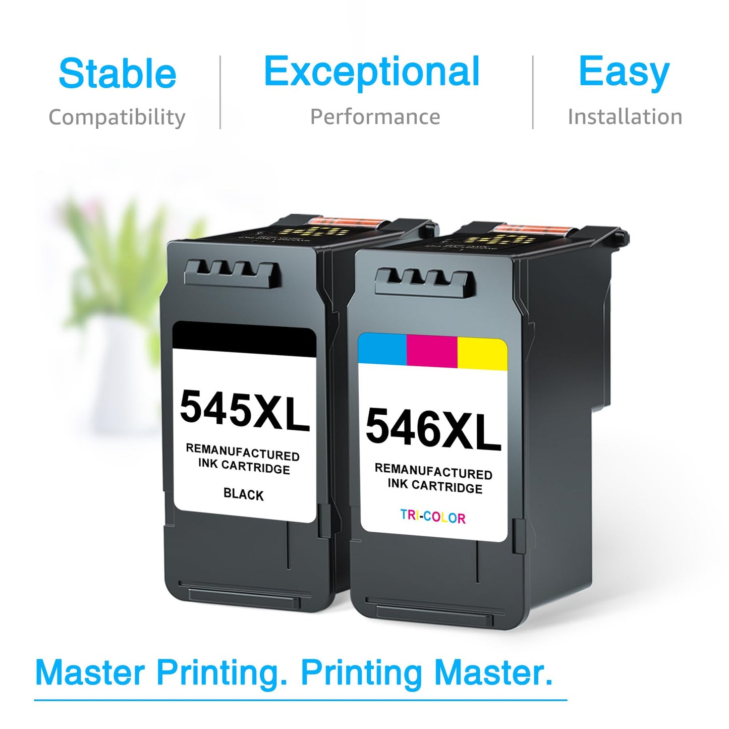 7Magic PG-545XL CL-546XL Replacement for Canon Printer Cartridges 545 546 XL Multipack Compatible for Canon Pixma TS3450 TS3451 TS3350 TS3351 TS3150 TR4550 TR4650 MG3050 MX495 MG2550s (Black, Color)