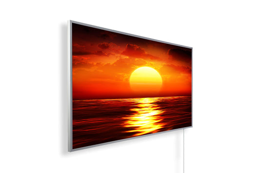 Infrared heater with picture - image motive - TÜV SÜD - 450 watts picture heating - white frame (46. Sunset)