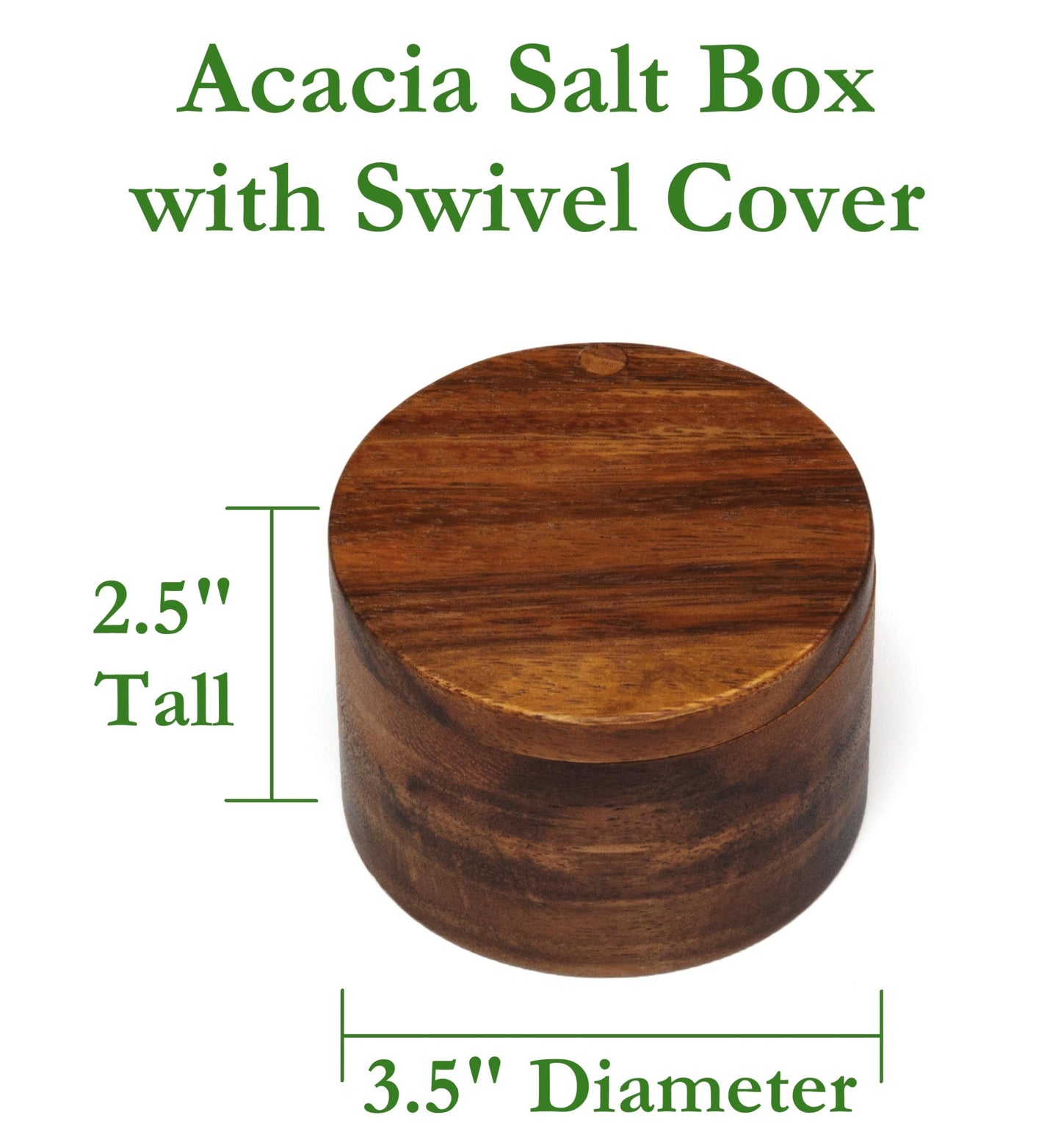 Lipper International salt or spice box made of acacia wood with twist lid, 8.9 x 6.4 cm.