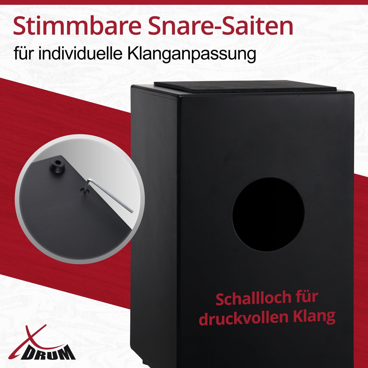 XDrum Cajon Primero Black - crate drum including backpack and school - drum box with snare sound - wooden drum box with gig bag