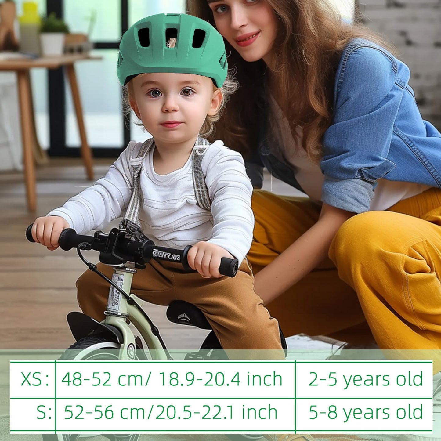 KORIMEFA Toddler Helmet Kids Bike Helmet Baby Multi-Sport Adjustable Helmet Sports Helmet Cycling Bike Roller Skateboard Helmet Lightweight for Kids Boys Girls 2-8 years old (Green, S)