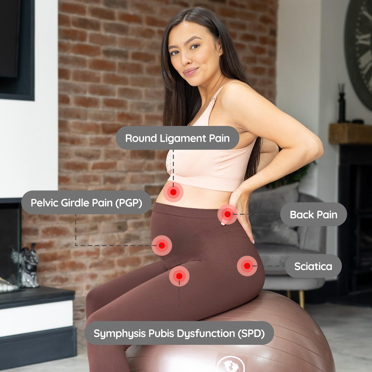 BABYGO® Pregnancy Exercise Ball Office Yoga Pezzi Ball | Includes Pregnancy Book for Birth & Fitness | Anti-Burst 1000 Kg (Mocha, 75cm)