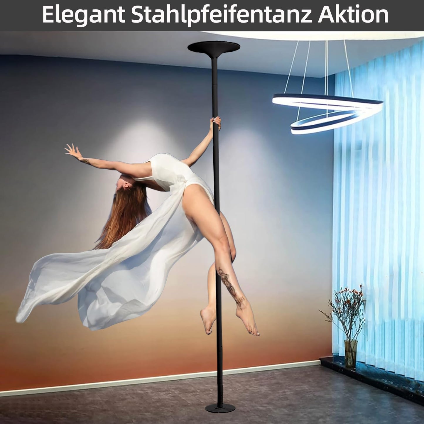 PRIOR FITNESS Dance Pole 45mm Chrome - Adjustable Height 2.23-2.7m | 2 Modes: Spinning/Static | 200 kg Weight Capacity | No Drilling for Gyms, Clubs & Parties