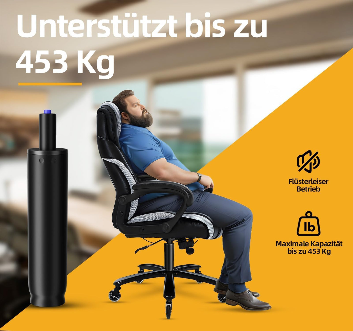 Mastery Mart Gas Cylinder Replacement, with 251mm - 346mm gas cylinder for office chair, gloves, cylinder removal tool, cylinder clamp shafts (28mm), long screws, L screwdriver.