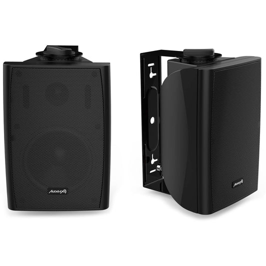 Audibax Elipse 4 HiFi Shelf/Wall Speakers 4" 2 Way With Brackets. Black Pair