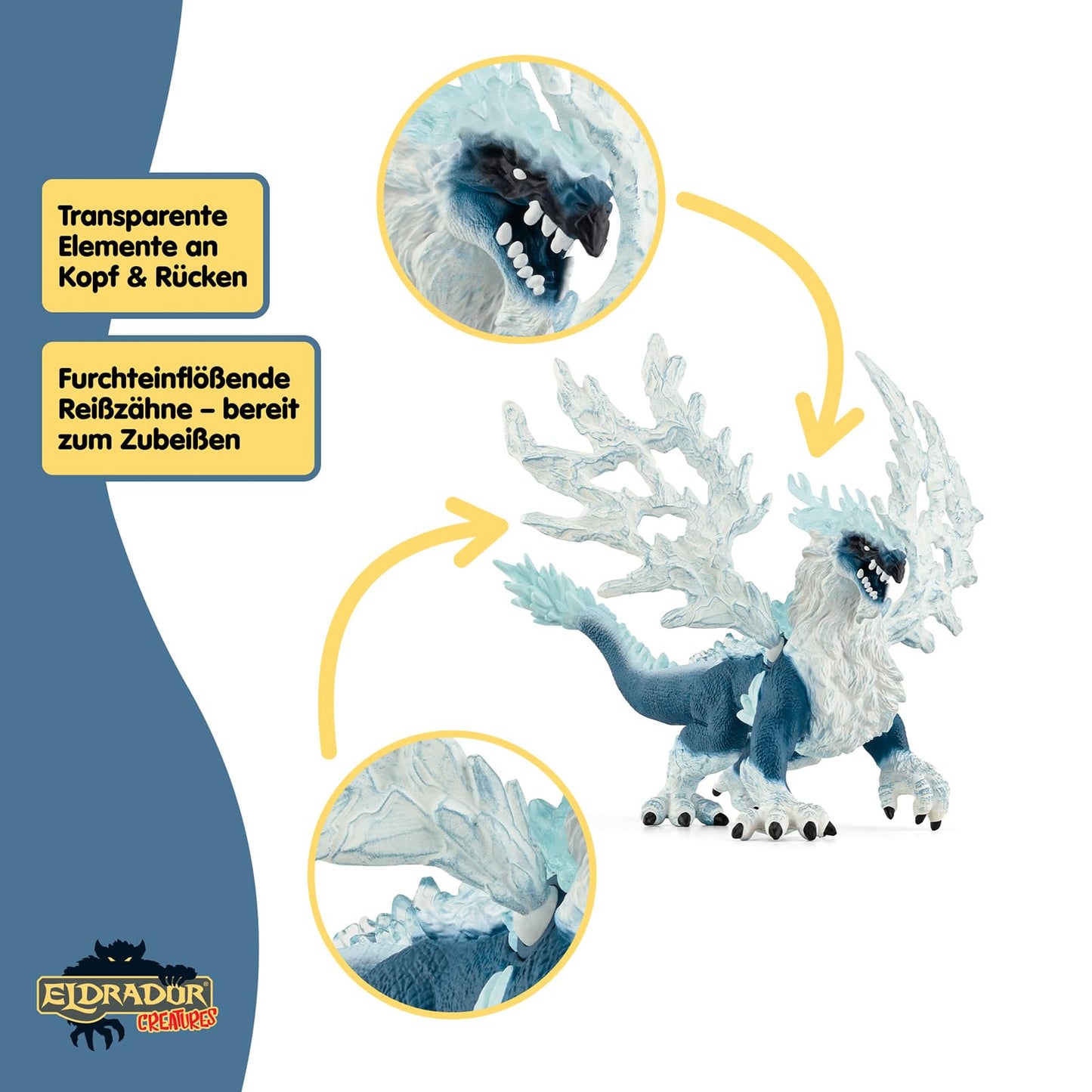 SCHLEICH ELDRADOR Creatures | Ice Dragon 70790 | Detailed monster figure with movable wings | Great gift for girls and boys | Toy for ages 7 and up | 20 x 15 x 13 cm