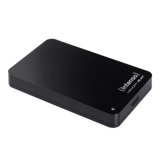 Intenso 6021460 Memory Play 1TB external TV hard drive (2.5 inches, 5400rpm, 8MB cache, USB 3.2 Gen 1x1) including TV mount in black.
