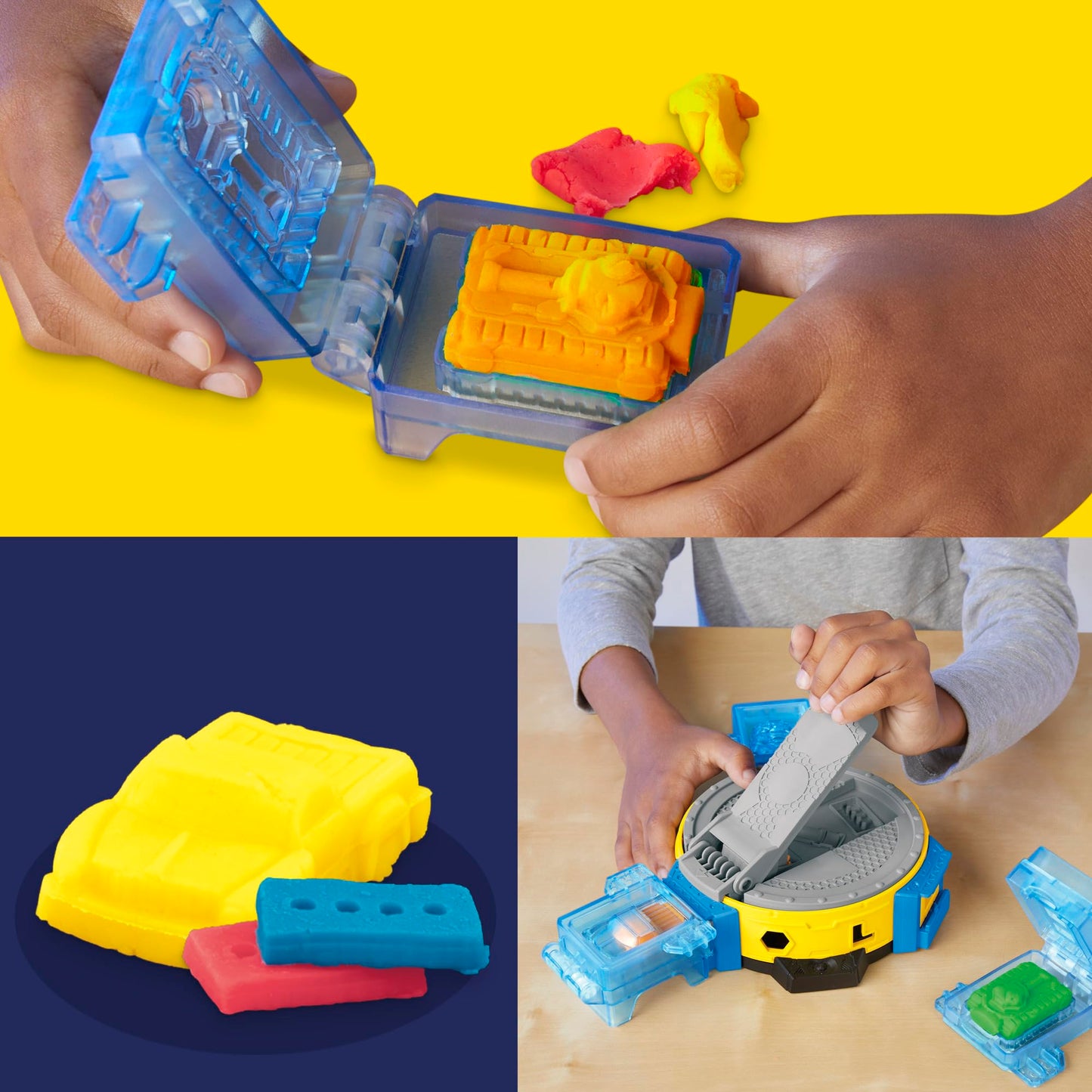 Play-Doh Marvel Hulk Smash & Squeeze Fun, action figure and 3 x 28g cans and 1 x 56g can, dough press and molds, creative fun for kids ages 3 and up.