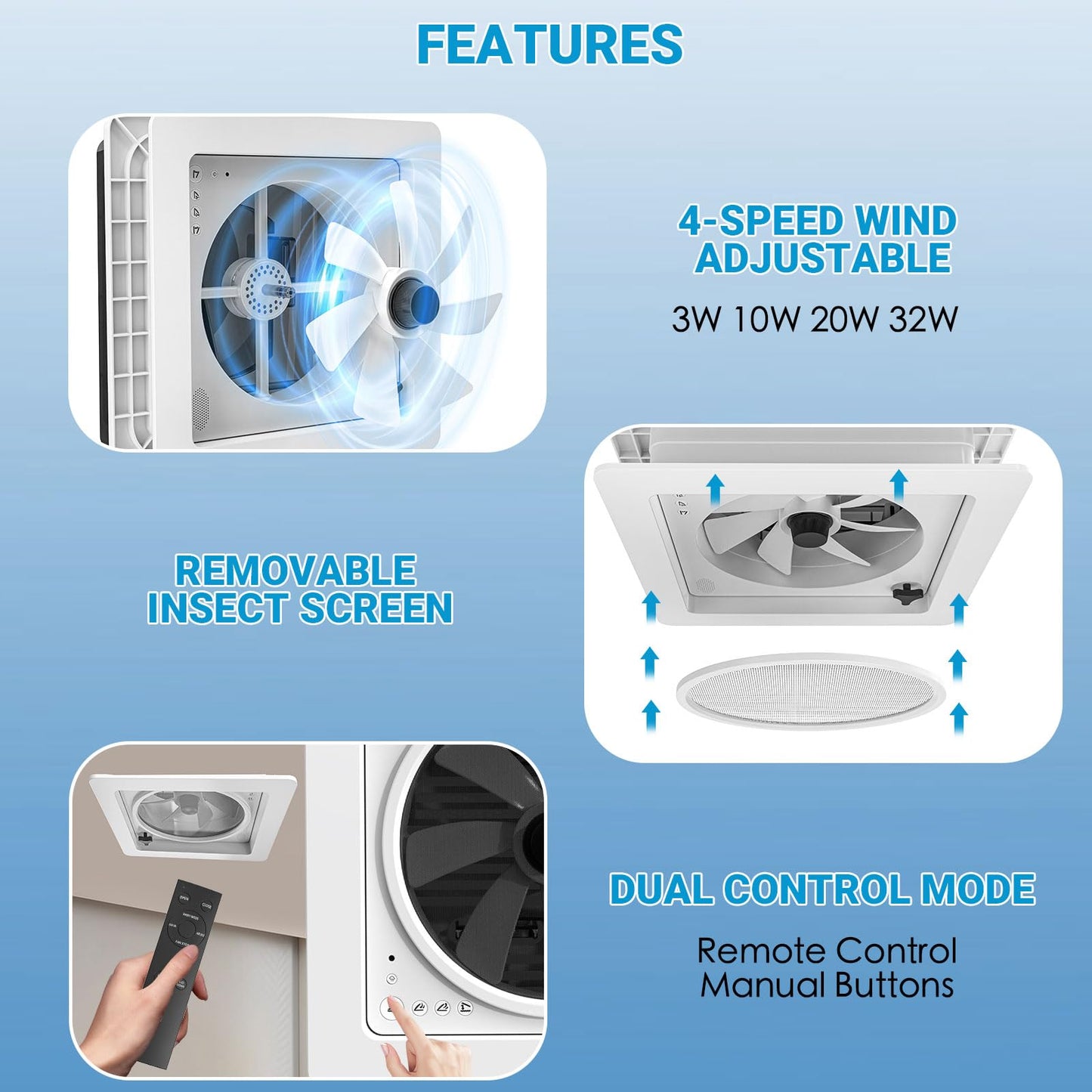 2012 Max Air Ventilation for RV Roof Fan Roof Vent Reversible Exhaust Fan, extremely quiet continuous ventilation RV 12V Remote, with 14" semi-transparent UV-resistant cover