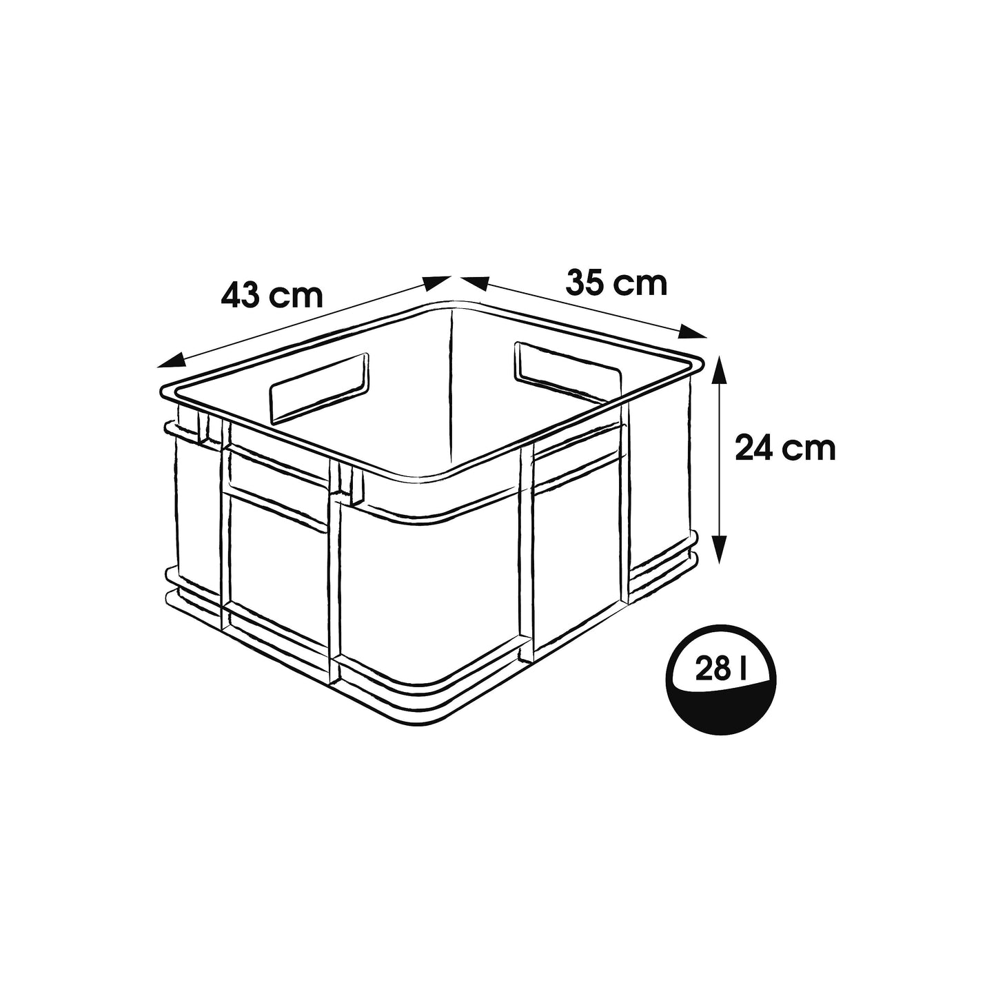 keeeper storage tub with handles, Euro-Box XL, made from Procyclen, 28 l, Bruno Eco Line, Eco-Grey