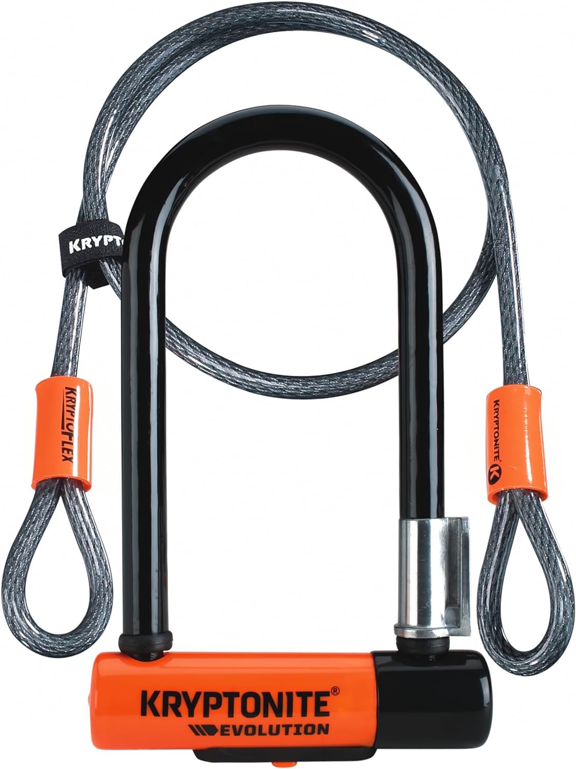Kryptonite 808 Cable Lock Evolution series 4 Integrated Chain 1090, Black, 90cm & Evolution Mini 7 Cable Kryptoflex Lock, black/orange, One Size